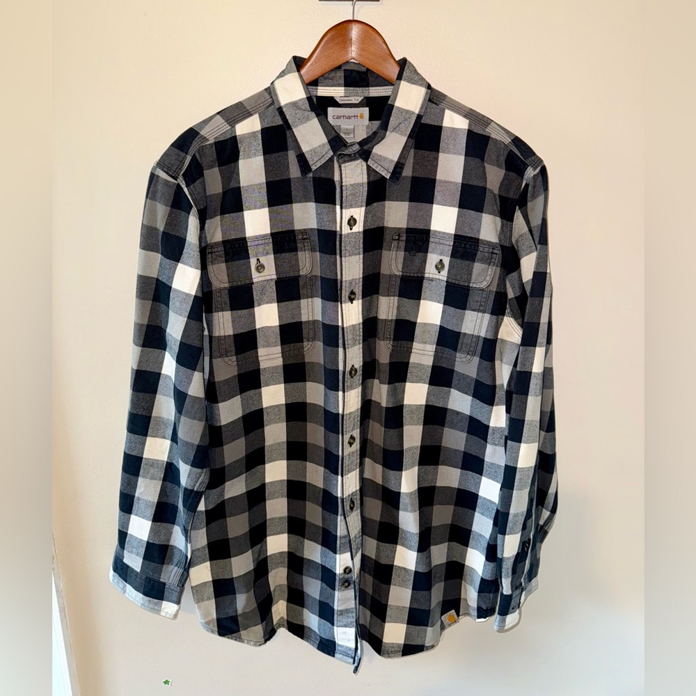 Carhartt Men's Black and White Plaid Shirt